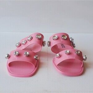 Schutz Lizzie Crystal Studded Pink Jelly Slide Sandal Womens size 11 & 9 NWOT